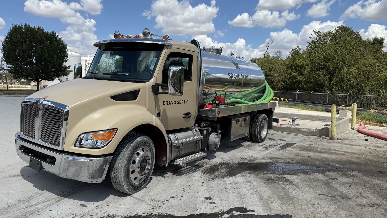 The Bravo Septic pump truck at the disposal site after a pumping route